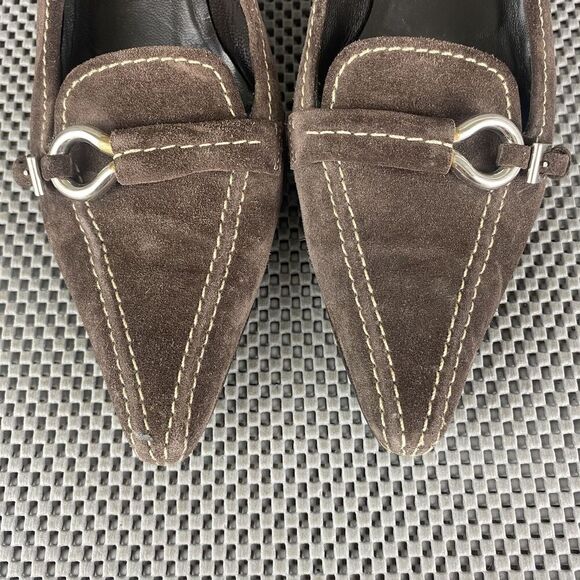 Prada Heels Womens Size 40 Brown Leather Pointed Toe Formal Made in Italy - Picture 8 of 13